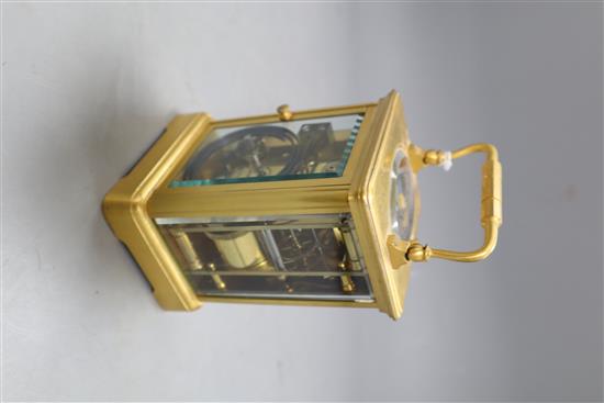 A repeating carriage clock, retailed by Dent, height 14cm